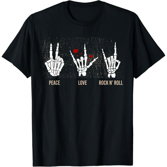 Peace Love Rock N' Roll Guitar Hippie Lover T-Shirt