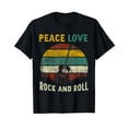 thumbnail image 1 of Peace Love Rock & Roll Guitar Player Guitarist Vintage Black T-Shirt, 1 of 5