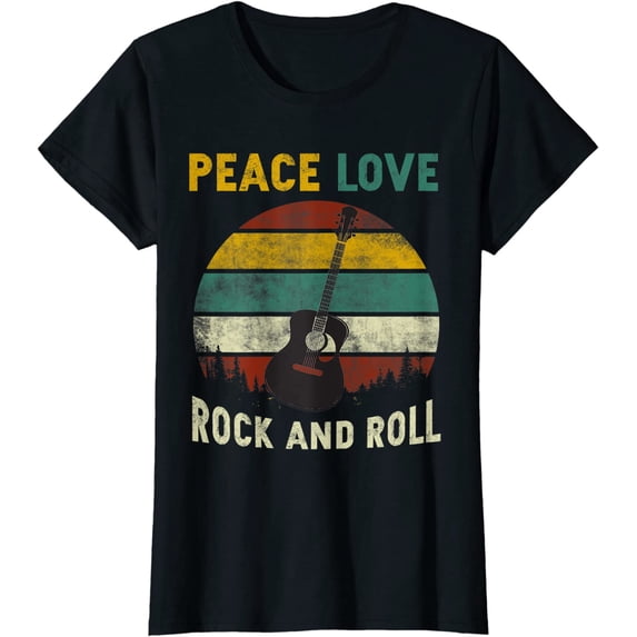 Peace Love Rock & Roll Guitar Player Guitarist Vintage T-Shirt