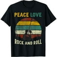 thumbnail image 1 of Peace Love Rock & Roll Guitar Player Guitarist Vintage T-Shirt, 1 of 4