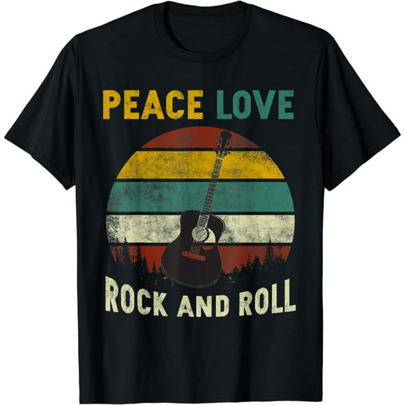 Peace Love Rock & Roll Guitar Player Guitarist Vintage T-Shirt