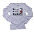 thumbnail image 1 of Peace Love Rowing - Symbol Heart Oars - Trendy Sign Women's Long Sleeve Grey T-Shirt, 1 of 2