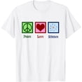 thumbnail image 1 of Peace Love Science Teacher Atom Model Scientist Geek T-Shirt, 1 of 4