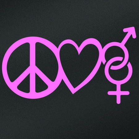 Peace Love Sex Symbols Vinyl Decal Sticker | Cars Trucks Vans Walls Laptops Cups | Pink | 7.5 X 4.3 Inch | KCD1620P