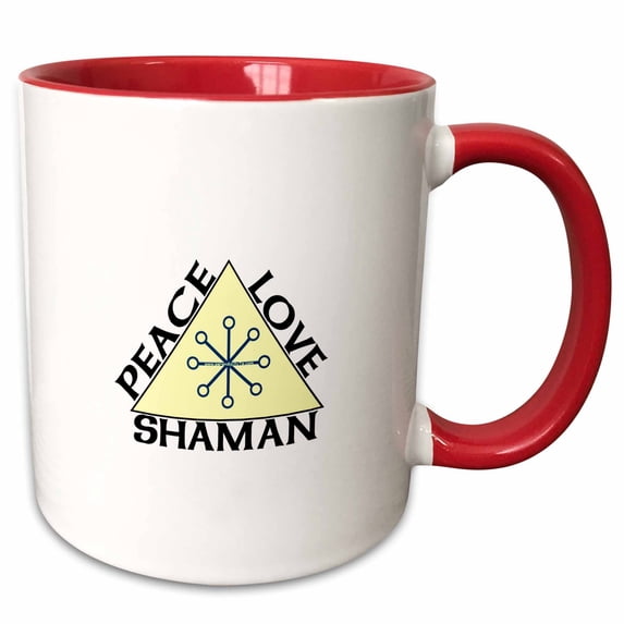 3drose, Peace Love Shaman, 11oz Two-tone Red Mug