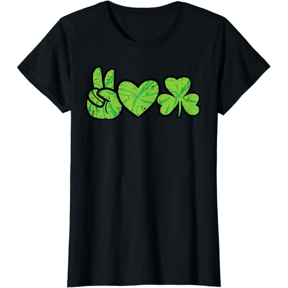 Peace Love Shamrock Tie Dye St Patricks Day Hippie Women T-Shirt