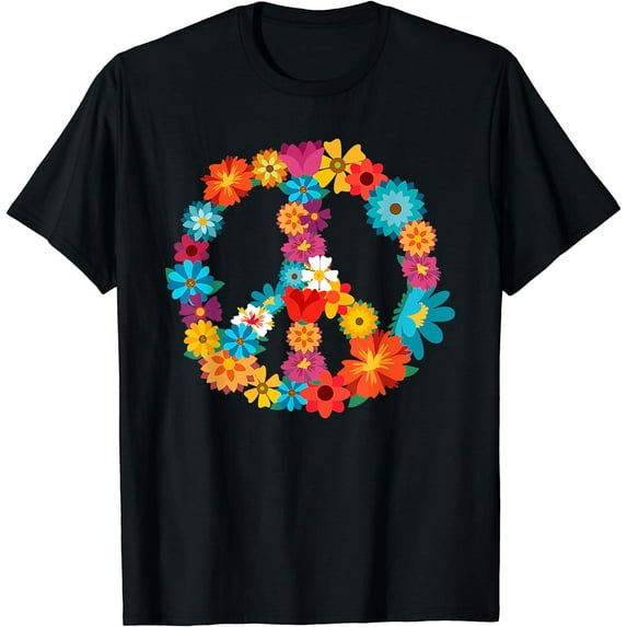 Peace Love Shirt | 60's 70's Hippie Costume Colorful Flowers T-Shirt