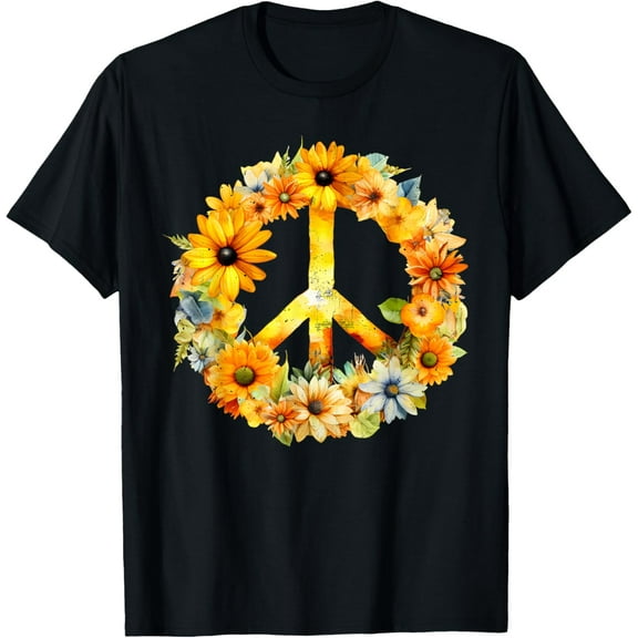 Peace Love Shirt 60's 70's groovy Costume Colorful Flowers T-Shirt