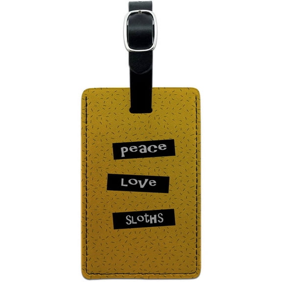 Peace Love Sloths Leather Luggage ID Tag Suitcase Carry-On