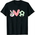 thumbnail image 1 of Peace Love Soccer Cute Design For Women Teen Girls Toddler T-Shirt Black Large, 1 of 5