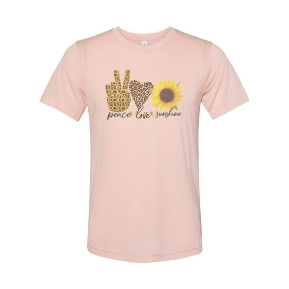 "Peace Love Sunshine, Boho Shirt, Sunflower Tee, Sublimation T, Peace, Love, Sunflower Lover, Inspirational, Gift For Her, Mom T, Flowers, Peach, XL"