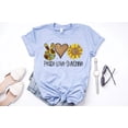 thumbnail image 1 of Peace Love Sunshine Shirt, Panther Sunflower, Summer Shirt, Womens Graphic Shirt, Flower Shirt, Retro Shirt, Sunflower Shirt, Panther Print, 1 of 4