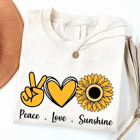 Peace Love Sunshine Sunflower Graphic Tee