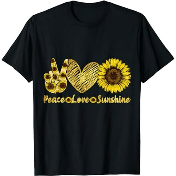 Peace Love Sunshine T-Shirt Sunflower Hippie summer lovers T-Shirt