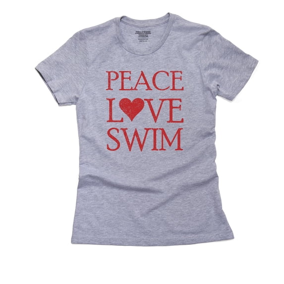 Peace Love Swim Swimmers Motto Women's Cotton Grey T-Shirt