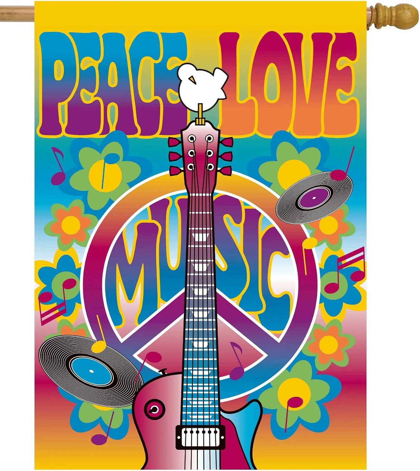 Peace Love Symbol Guitar Dove Music and Art Fair House Flag 28