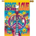 thumbnail image 1 of Peace Love Symbol Guitar Dove Music and Art Fair House Flag 28" x 40" Double Sided Polyester Welcome Large Yard Garden Flag Banners for Patio Lawn Home Outdoor Decor, 1 of 6