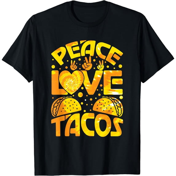Peace Love Tacos Cute Taco Tuesday Mexican Food Lovers T-Shirt Black Small