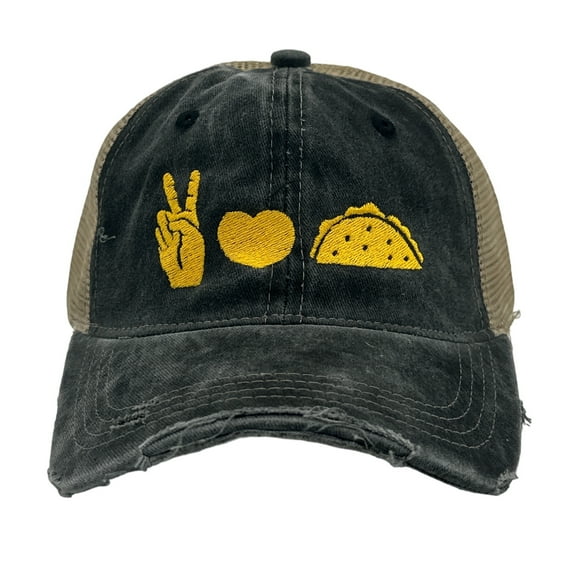 Peace Love Tacos Hat Funny Food Lovers Novelty Trucker Cap