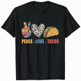 thumbnail image 1 of Peace Love Tacos Retro Vintage Graphic Tee Shirt, 1 of 5