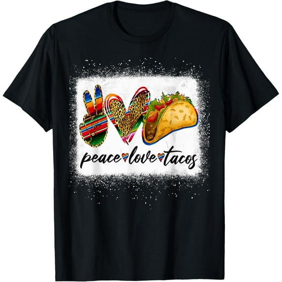 Peace Love Tacos Shirt Cute Taco Tuesday Mexican Food Lovers T-ShirtMen and women, Black T-shirt, size: Extra large