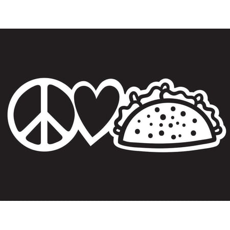 Peace Love Tacos Vinyl Decal Sticker | Cars Trucks Vans Walls Laptops Cups | White | 7.5 X 2.5 Inch | KCD1645W