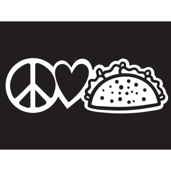 Peace Love Tacos Vinyl Decal Sticker | Cars Trucks Vans Walls Laptops Cups | White | 7.5 X 2.5 Inch | KCD1645W