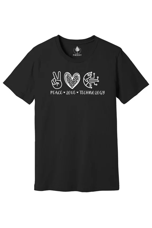 Peace Love Technology Shirt, Technology Lover, Computer Engineer Shirt Unisex S-5XL Hot Trending Shirt, Vintage Birthday Gift