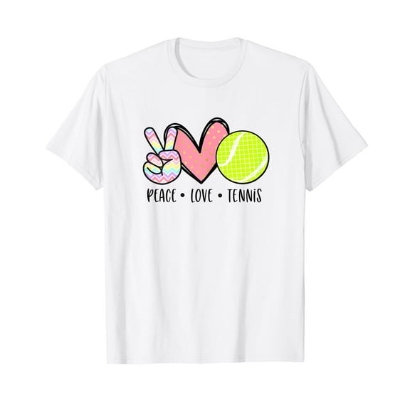 Peace Love Tennis Cute Design for Women Teen Little Girl T-Shirt