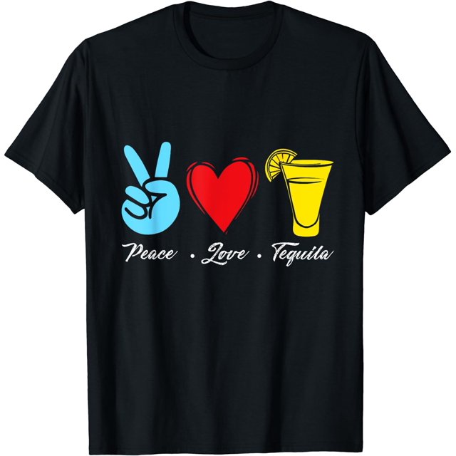 Peace Love Tequila Vacation Sun Drink Party Fun Tequila T-Shirt Black 4X-Large