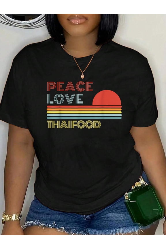 Peace Love Thai Food Retro Vintage T-Shirt