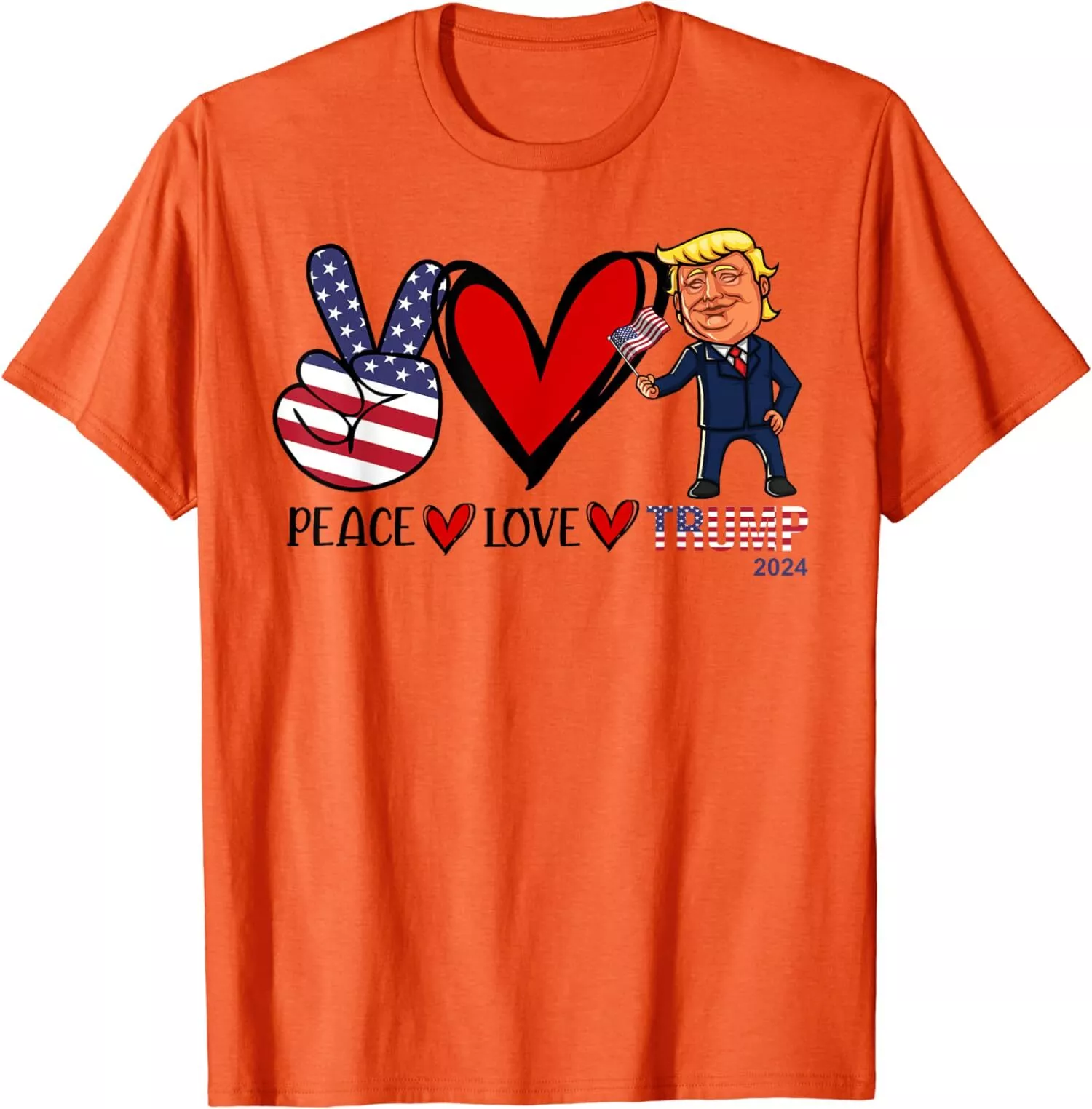 Peace Love Trump 2024 US Flag President Trump Return Unisex TShirt