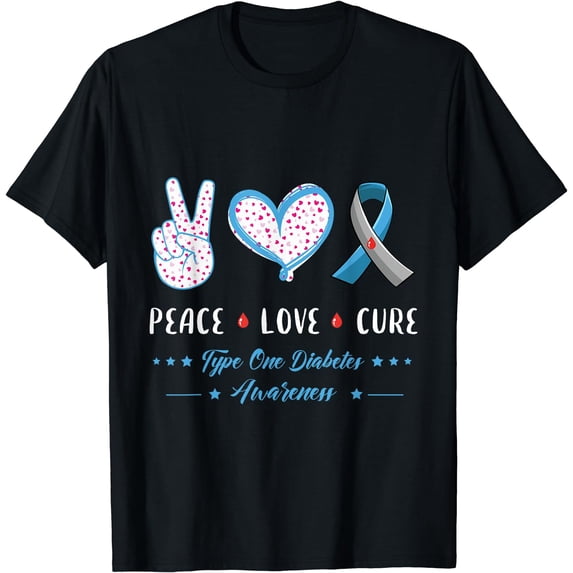 Peace Love Type one Diabetes awareness men women kids T1D T-Shirt