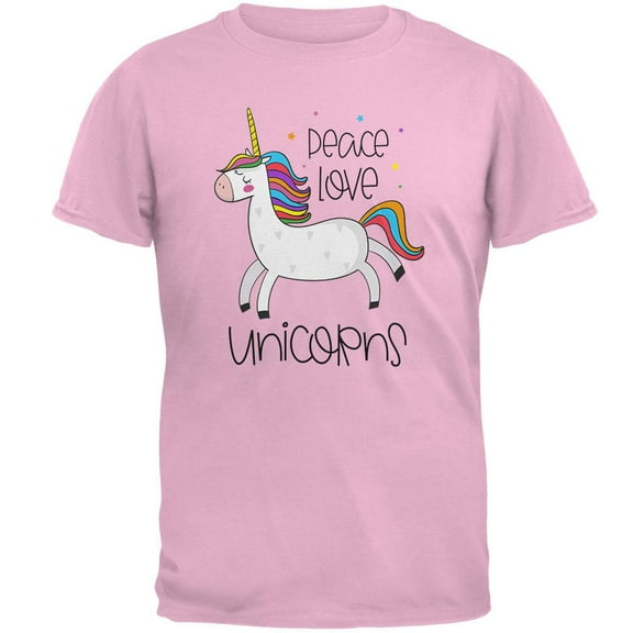 Peace Love Unicorns Mens T Shirt Light Pink 2XL