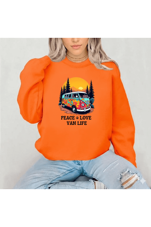 Peace Love Van Life Adventure Travel Camper Free Spirit Sweatshirt, up to size 5XL