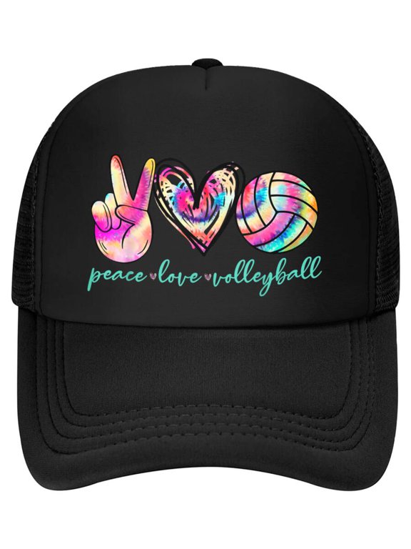 Peace Love Volleyball Player Tie Dye Style Women Teen Girls Baseball Cap