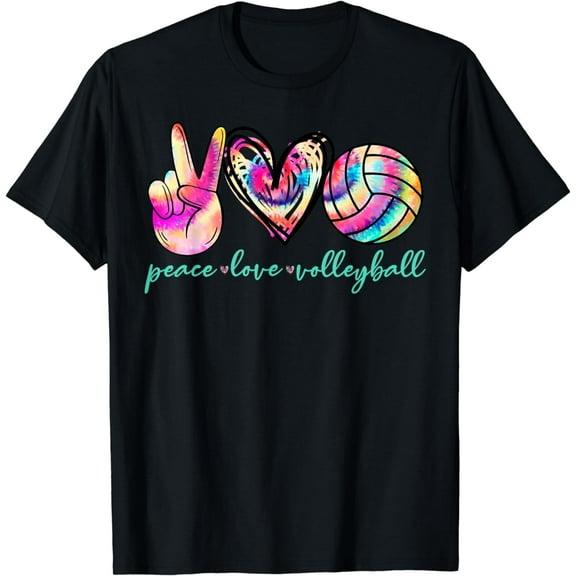 Peace Love Volleyball Player Tie Dye Style Women Teen Girls T-Shirt