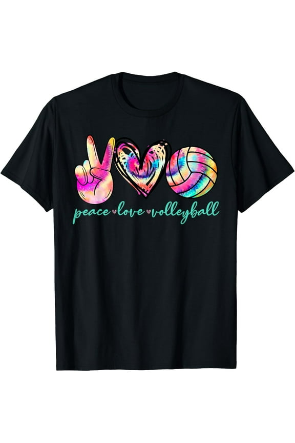 Peace Love Volleyball Player Tie Dye Style Women Teen Girls T-Shirt