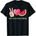 thumbnail image 1 of Peace Love Watermelon Funny Summer Fruit Lover Graphic T-Shirt, 1 of 3