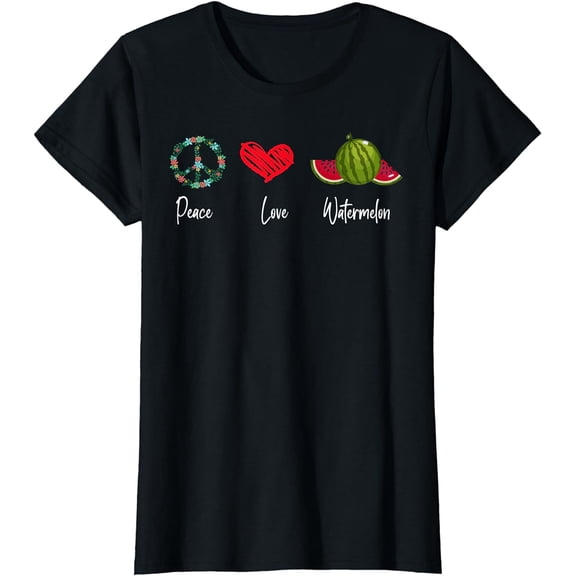 Peace Love Watermelon Funny Watermelons Fruit Lover Graphic T-Shirt