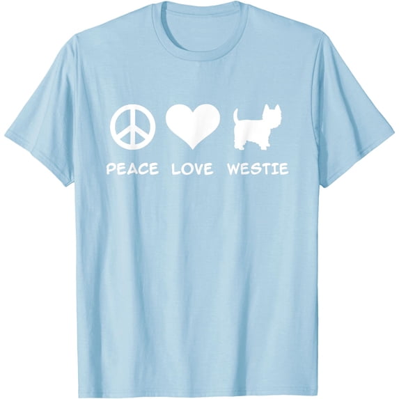 Peace Love Westie Unisex T-Shirt for Men Women Kids,Light Blue Color,Size 4T