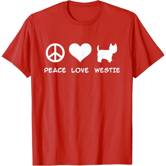 Peace Love Westie Unisex T-Shirt for Men Women Kids,Red Color,Size 4XL