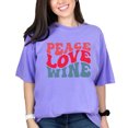 thumbnail image 1 of Peace, Love, Wine, Drinking Themed Quote, Groovy Retro Wavy Text, Violet Comfort Colors T-Shirt, 3XL, 1 of 1