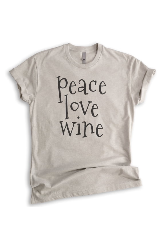 Peace Love Wine Shirt, Unisex Women's Men's Shirt, Alcohol Shirt, Party Shirt, Light Silk Gray, X-Small