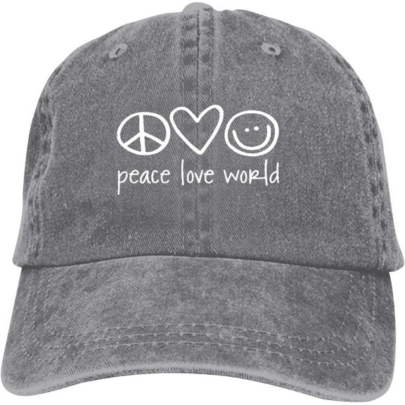 Peace Love World Baseball Cap Vintage Adjustable Washed Hats Cowboy Hats Denim Dad Hat for Men Women Boy Girl