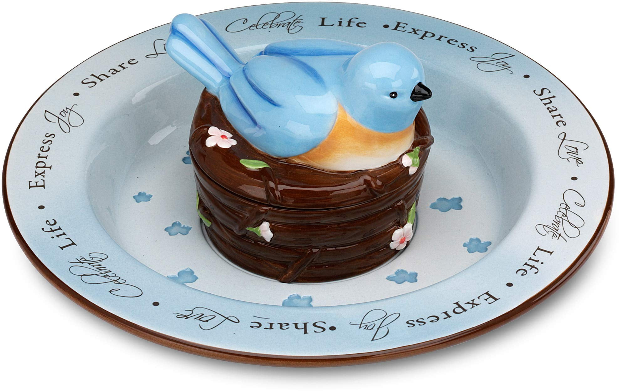 Peace, Love and Birds by Pavilion Celebrate Life Sentiment 12-Inch Chip and Dip Bowl, 2-Piece Set