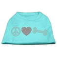 thumbnail image 1 of Peace Love and Bone Rhinestone Shirt Aqua M - 12, 1 of 1