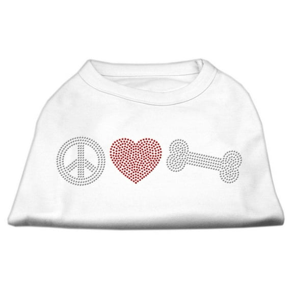 Pet Dog and Cat Shirt Rhinestone, "Peace Love Bone"