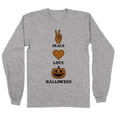thumbnail image 1 of Peace Love and Halloween Long Sleeve Shirt Unisex 5X-Large Grey, 1 of 5