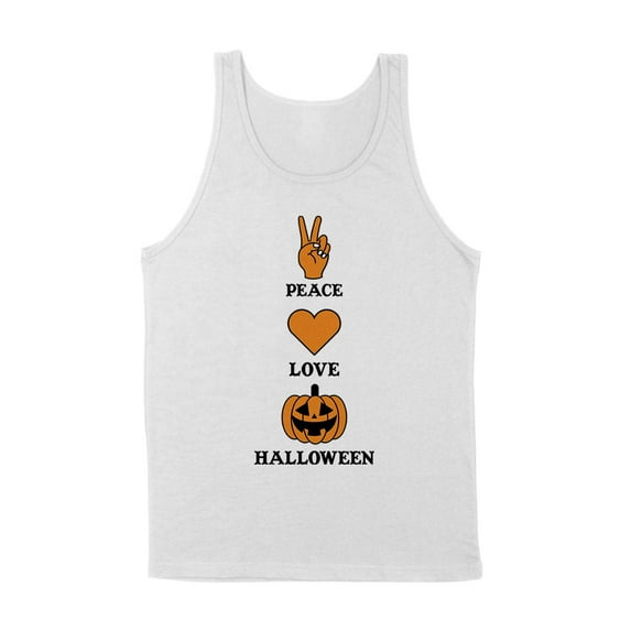 Peace Love and Halloween Tank Top Unisex Large White